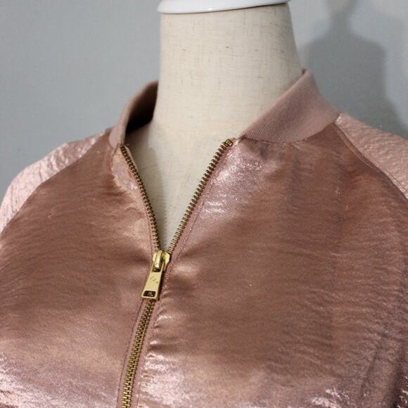 Tone It Up Rose Gold Satin Bomber Jacket Size Small - Picture 8 of 8
